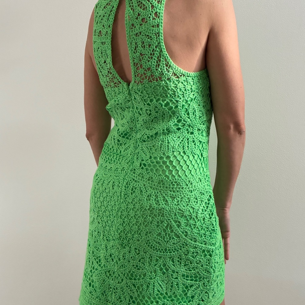 Lilly Pulitzer Lime Green Summer Party Dress: Size M - Picture 4 of 11